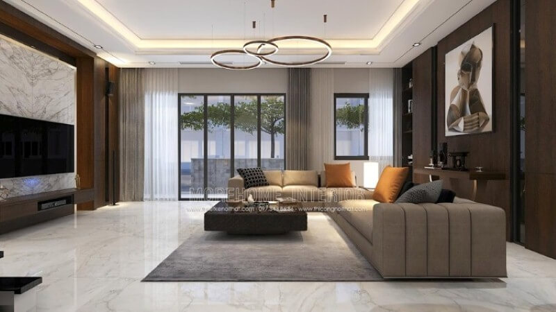 Mẫu sofa góc hình chữ L đẹp khi được đặt đúng vị trí và đúng khung cảnh, bạn có thể tham khảo ý tưởng trong mẫu trang trí nội thất biệt thự Parkcity hay nhiều hơn nữa tại website Morehome: thietkenoithat.com Thiết kế phòng khách biệt thự