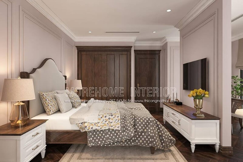 Giường ngủ biệt thự tân cổ điển Giường ngủ biệt thự tân cổ điển