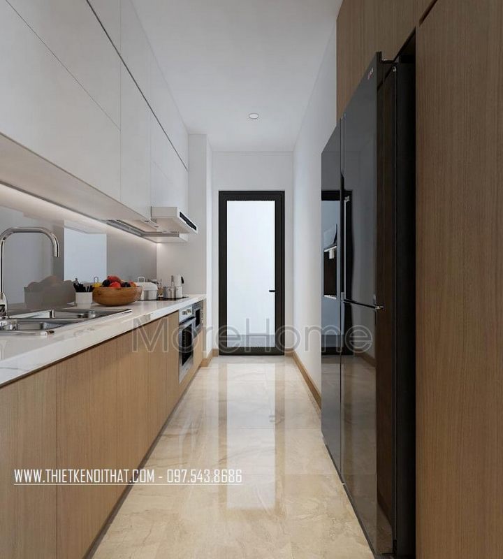 Tủ bếp gỗ công nghiệp thiết kế thông minh, tận dụng không gian chứa đồ cho phòng bếp