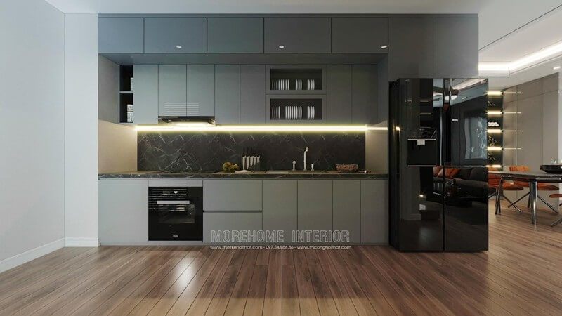 Thiết kế nội thất cho phòng bếp của căn hộ chung cư.